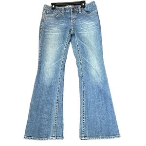 Aeropostale Blue Jeans Womens 5/6 Short Hailey Skinny Flare Retro Y2K Denim